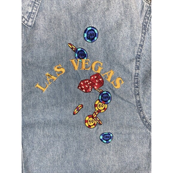 VTG Las Vegas Embroidered Casino Chip Gamble Button Shirt VS Collection Size XL - Picture 5 of 16